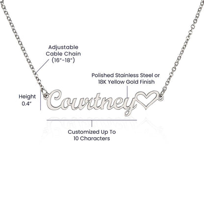 TO MY DAUGHTER PERSONALIZED HEART NAME NECKLACE